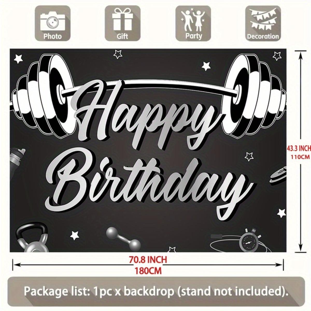 Gym Fitness Happy Birthday Weightlifting 2D Flat Banner Backdrops For Photoshoot
