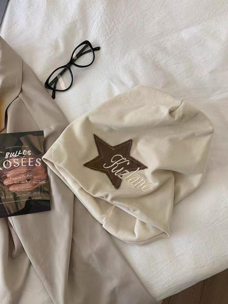 Star Patched Letter Embroidery Beanie Hat, Cute Beanie Hat for Women & Men, Fashion Accessories for Daily Wear, Trendy All-match & Exquisite Hat for Birthday Gift, Bonnet