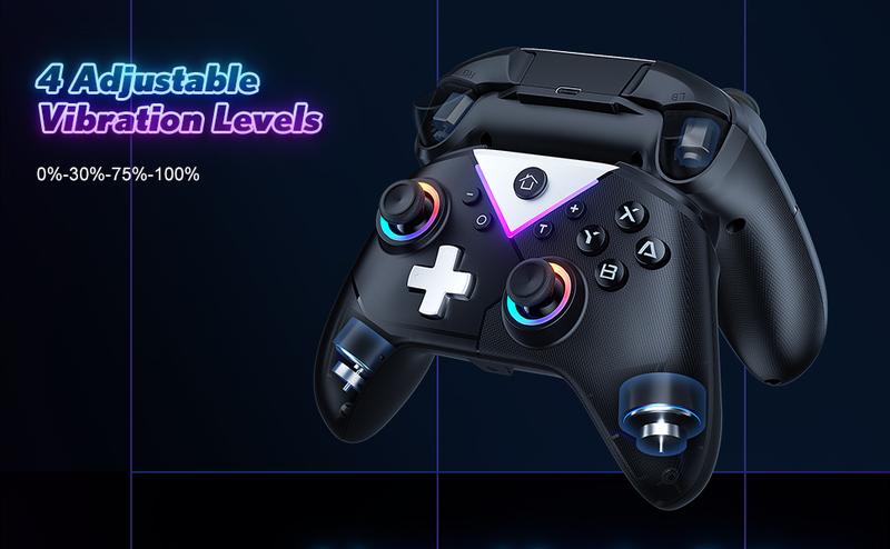 Switch Controller Button RGB - Wireless Pro Controller Compatible with PC/Switch/Steam, Multi-Platform Windows PC/IOS/Android Controller with 11 Light Mode/Programmable/Vibration/Turbo/Wakeup Accessories