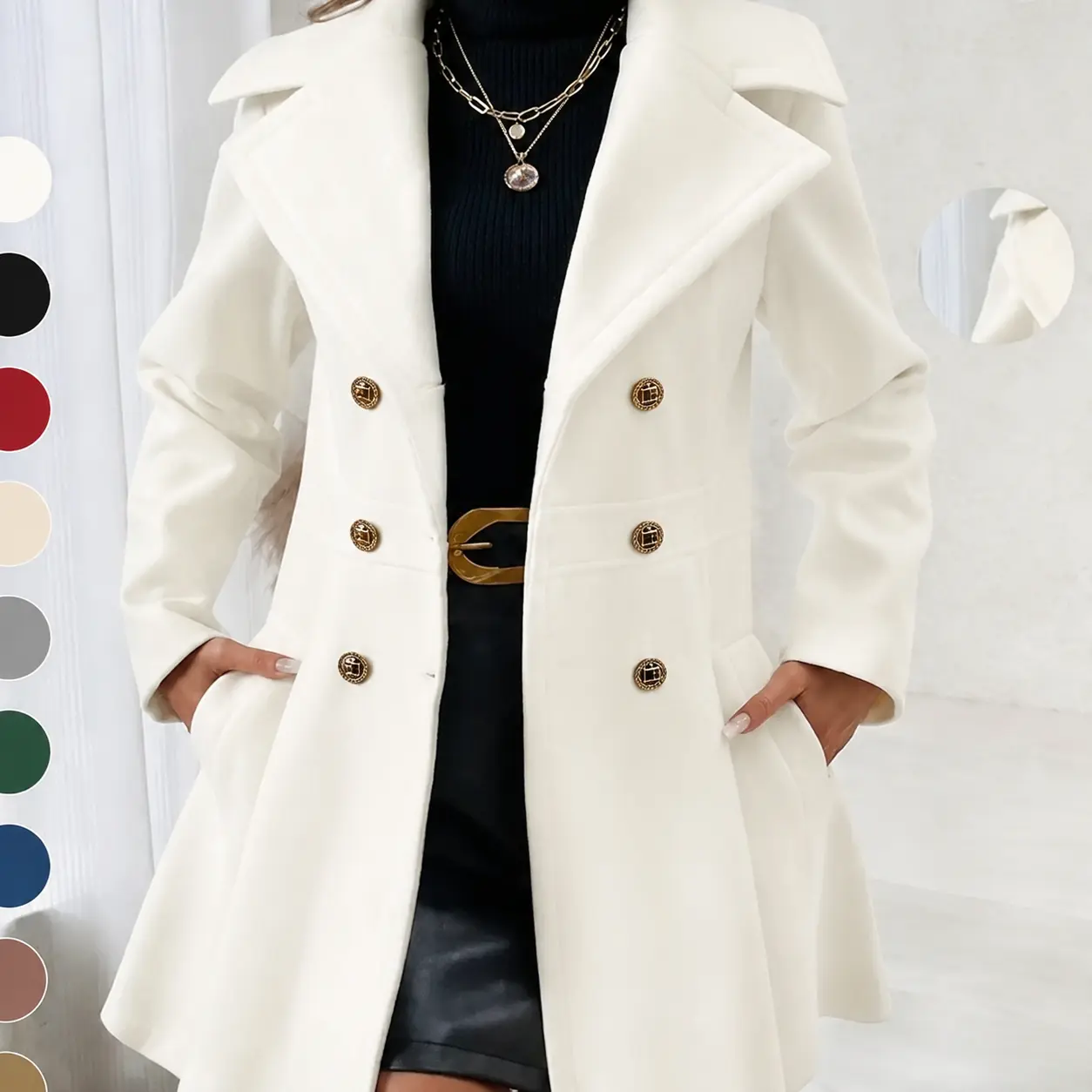 VVZ 2026 Spring New Chic Women’s Long Sleeve Button-Up Long Coat - Classic Lapel, Pockets, Elegance-Infused Everyday Jackets for Spring & Autumn Outerwear