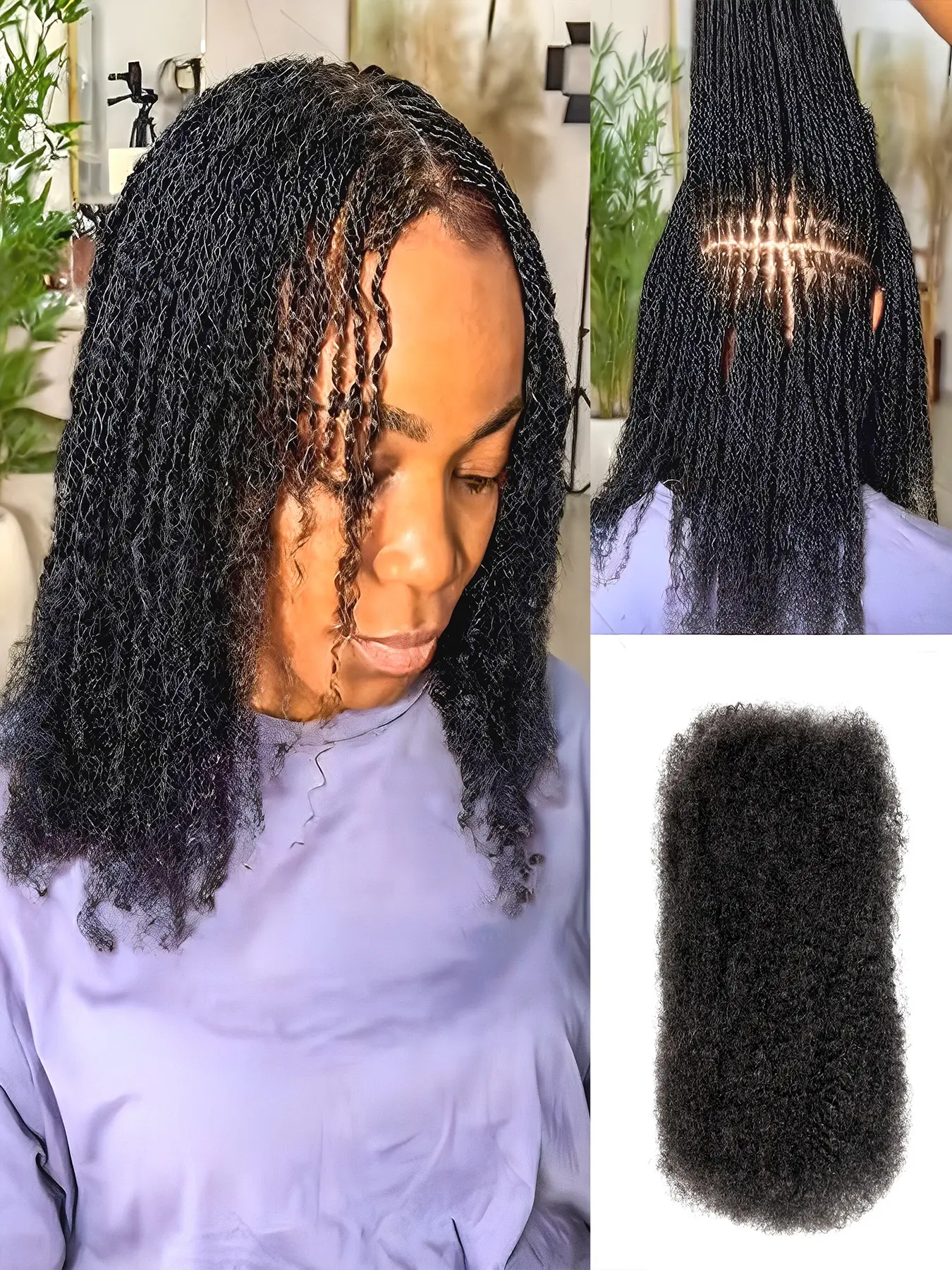 Afro Kinky Bulk Human Hair Bundles, Human Braiding Hair, No Weft Afro Kinky Bulk Hair, Easy To Twist Loc Micro Braids Hair Extensions, Human Hair Pieces