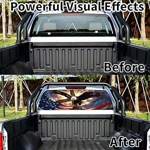 Back Window Decals for Trucks - 65x17.3 in American Flag Window Decal Rear Window Decals for Truck Decor, Creative Truck Rear Window Decal for Personalized Decoration - Eagle-9-S