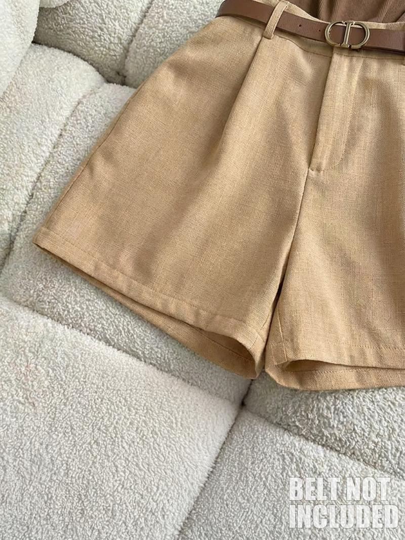 Women's 2-Piece Plain Casual Sleeveless Top and Straight Shorts Set, Slim Fit Summer for Stylish Comfort