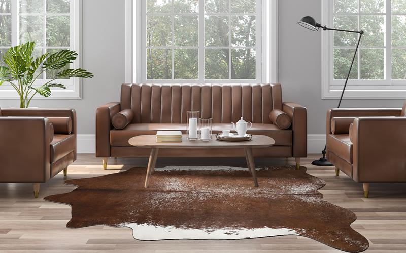 LOCHAS Premium 100% Polyester Cowhide Rug Western Style Animal Print Faux Fur Soft Comfortable Durable Easy to Clean Decor for Bedroom Living Room