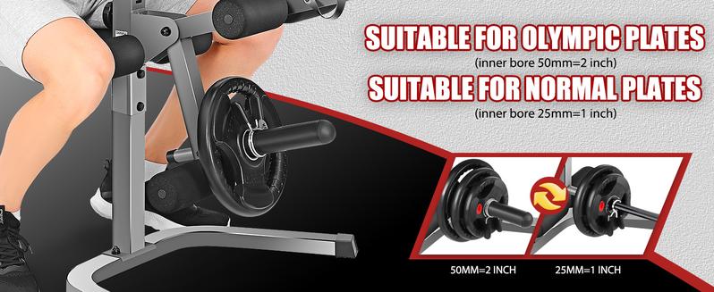 【TikTokShopBlackFriday】OPPSDECOR 900LBS Weight Bench Set with Squat Rack with Leg Extension Bench Press Set Workout for Home Gym dumbbell set foldable weight