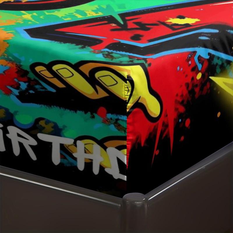 67 "six sev" printed pattern bed sheet set of 3 pieces, including 1 bed cover and 2 pillowcases, all season mattress protection cover, bed sheet, soft and comfortable deep mouth design, breathable bedding, bedroom and guest room decoration, detachable