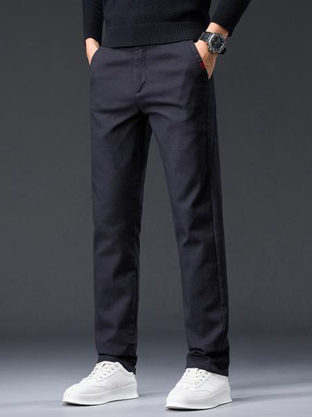 Men's Fleece Lined Denim Jeans, Thickened Outdoor Warm Straight Leg Jeans, Casual Fall Winter Long Trousers, Slim Fit Striped Design