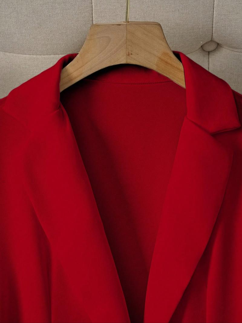Women's Spring & Fall Solid Color Lapel Long Sleeve Single Button Casual Commuter Blazer Jacket, Fitted Plain Design
