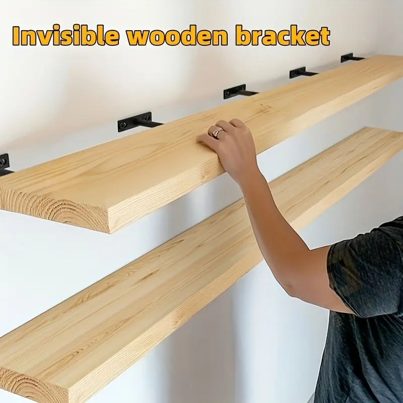 10-piece T-shaped invisible shelf bracket, concealed installation, suitable for living room/kitchen/bedroom multiple scenes, bookshelf/wood board floating fixing, invisible/wall shelf/iron shelf support