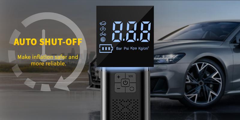 Portable Tire Inflator Air Compressor, Tire Inflator Tool,150psi Car Tyre Pump, LCD Pressure Display, Fast One-Button Smart Wireless Pump