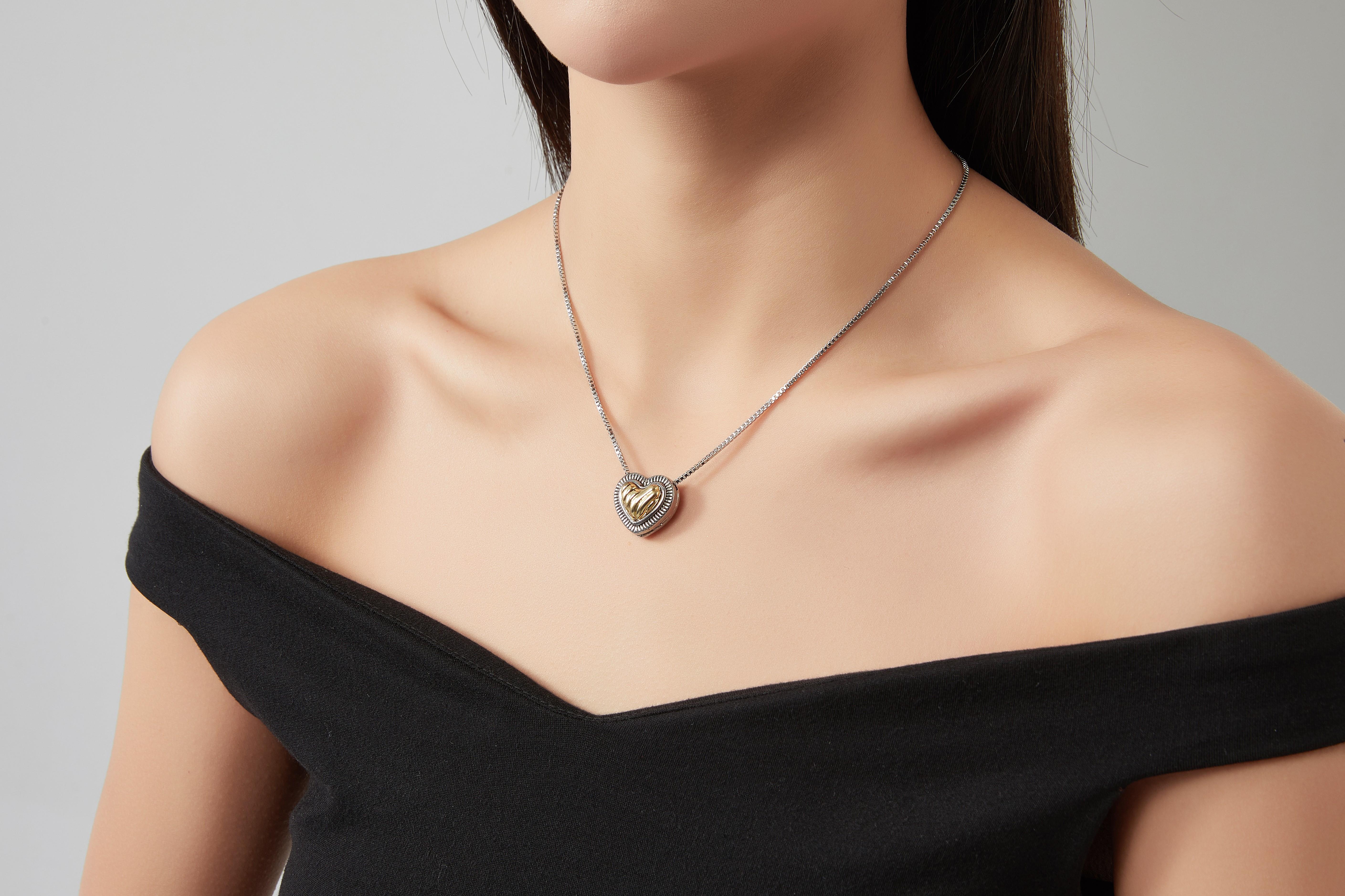 Mytys Anniversary Valentine's Day Heart Shape Pendant Magnetic Necklace for Women Dainty Fashion Layer Stacking Initials Choker Necklace Fashion Jewelry love Party Gift