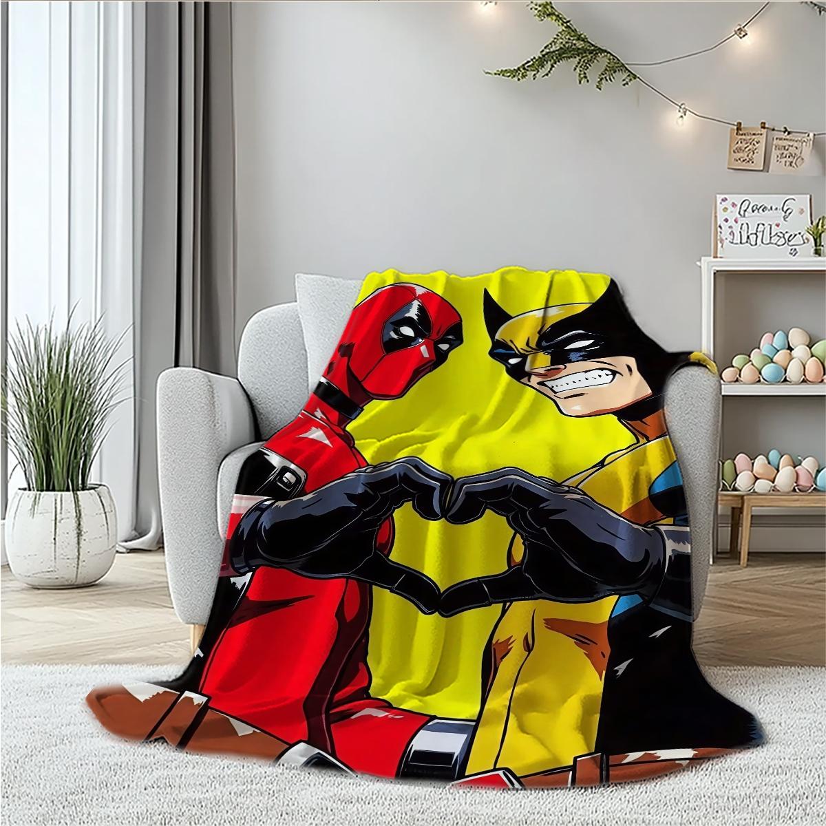 Deadpool Creative Digital Print Flannel Blanket, Thanksgiving Valentine Christmas Gift, Holiday Gift Throw Blanket, Multi-Purpose Outdoor Travel Blanket