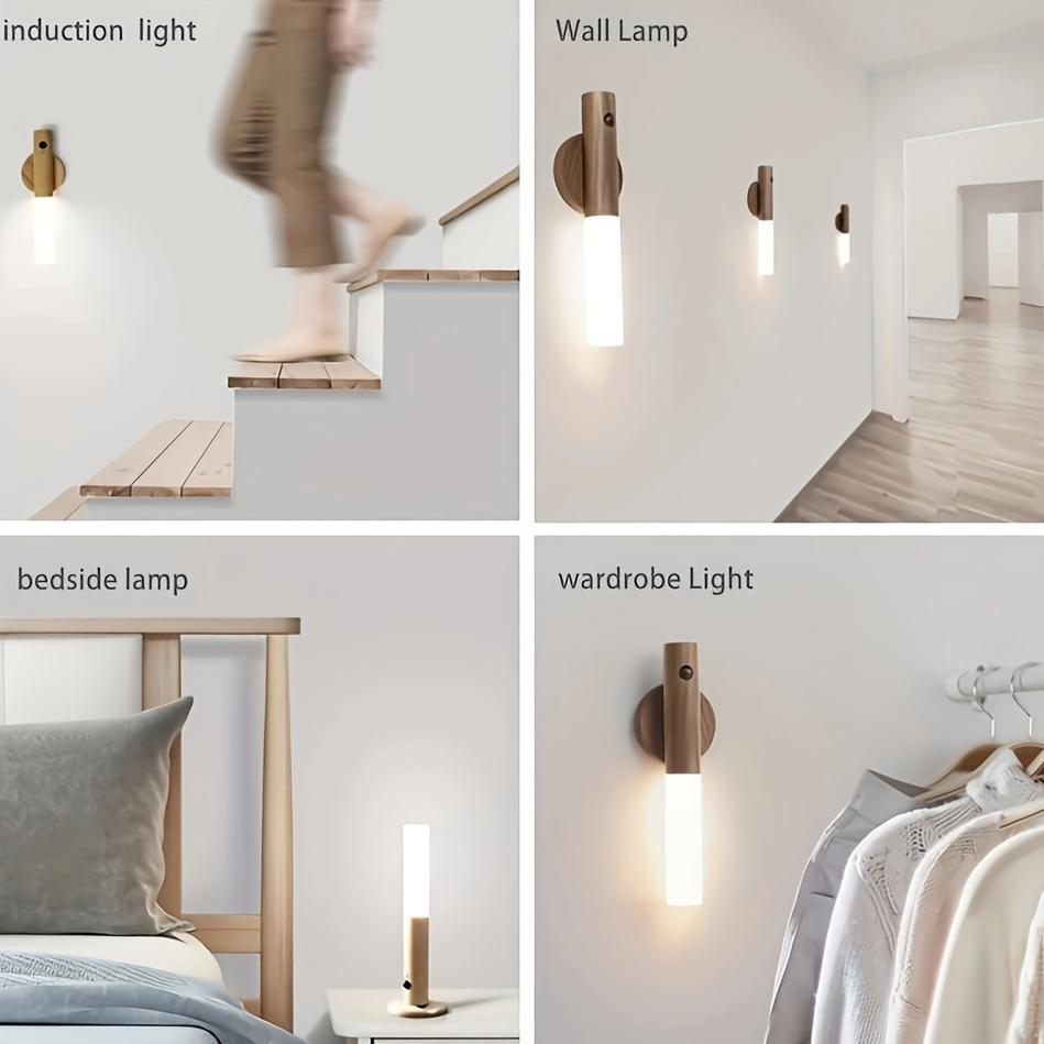 2PCS Motion Sensor LED Night Lights, USB Rechargeable Wireless Magnetic Wall Lights, IPX4 Waterproof Smart Night Lighting with Auto On/Off Detection for Bedroom, Bathroom, Kitchen, Hallway and Stairs, Safe Navigation Light for Home and Apartment Essential