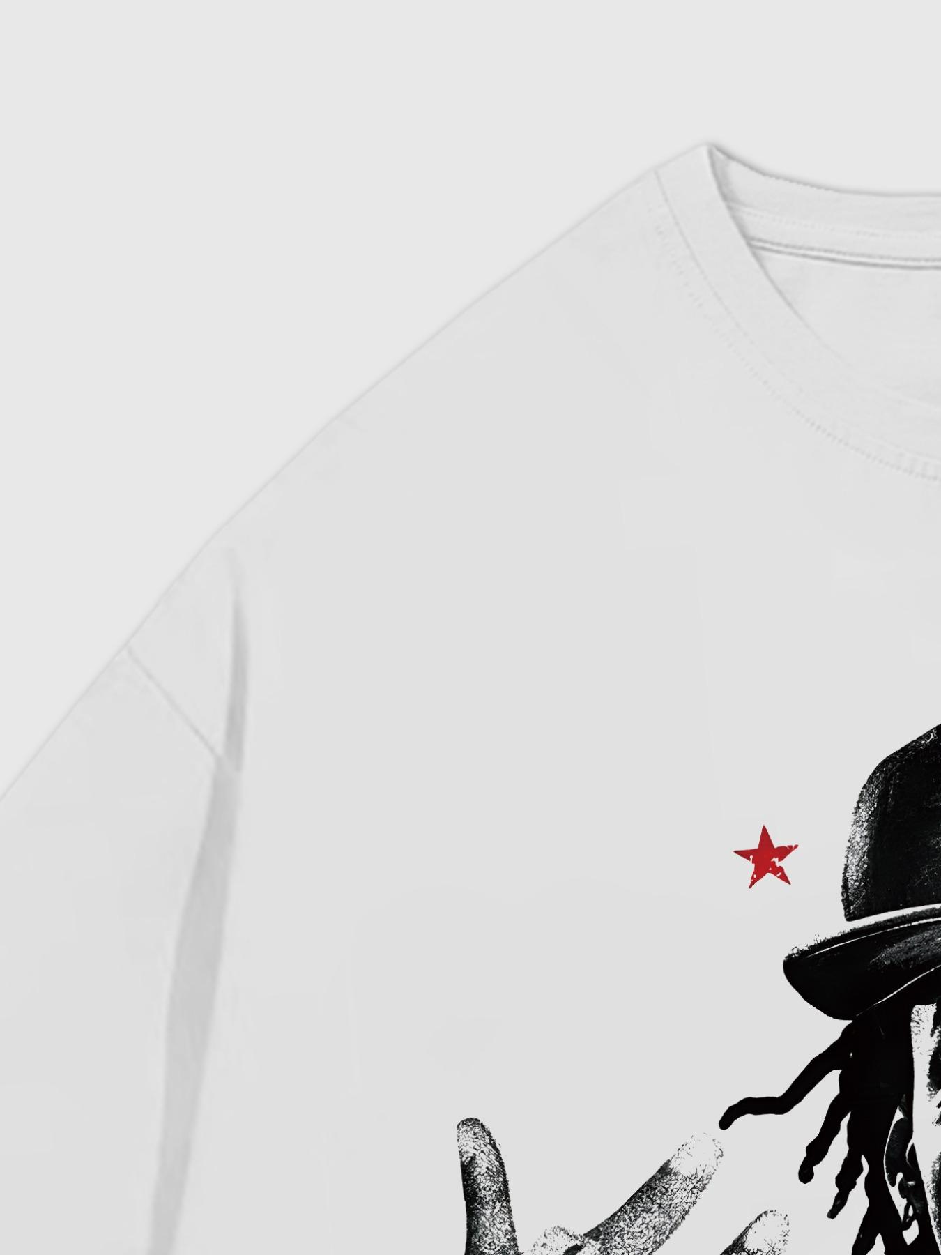 Men's Regular Fit Hand & Star Print Short Sleeve Graphic Tee, Casual Street Round Neck T-shirt for Summer, Men's Top for Daily Wear, Tropical