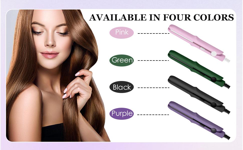 Omaky Upgraded 2-in-1 Mini Curling Wand Flat Iron Hair Straightener,Mini Dual Purpose Curling Flat Iron, Long-Lasting Portable Travel Curling Wand for Women Girls Short Hair, All Hair Types(Pink)