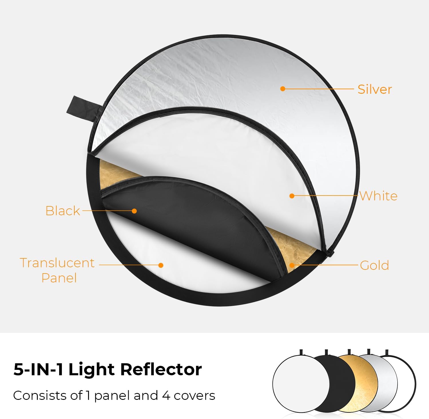 5-in-1 Reflector, 30cm/60cm/80cm, Beauty Soft Light Board Photography Reflector, Portable Fable Softbox, For Photography, Suitable for Studio Use