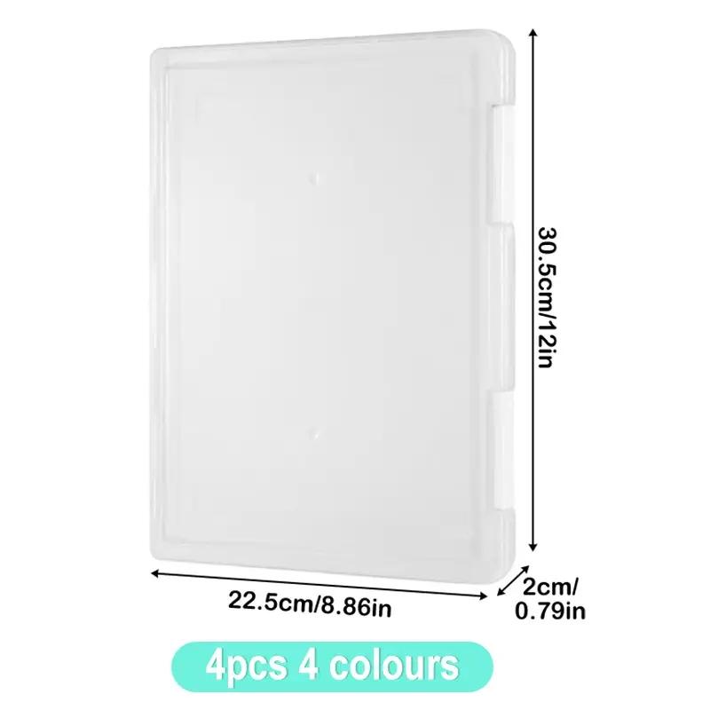 4pcs A4 Transparent Plastic File Boxes, Multi-Layer Portable Waterproof Storage Organizer, Files Organizer, Durable for Office School Home, Includes Theme Labels