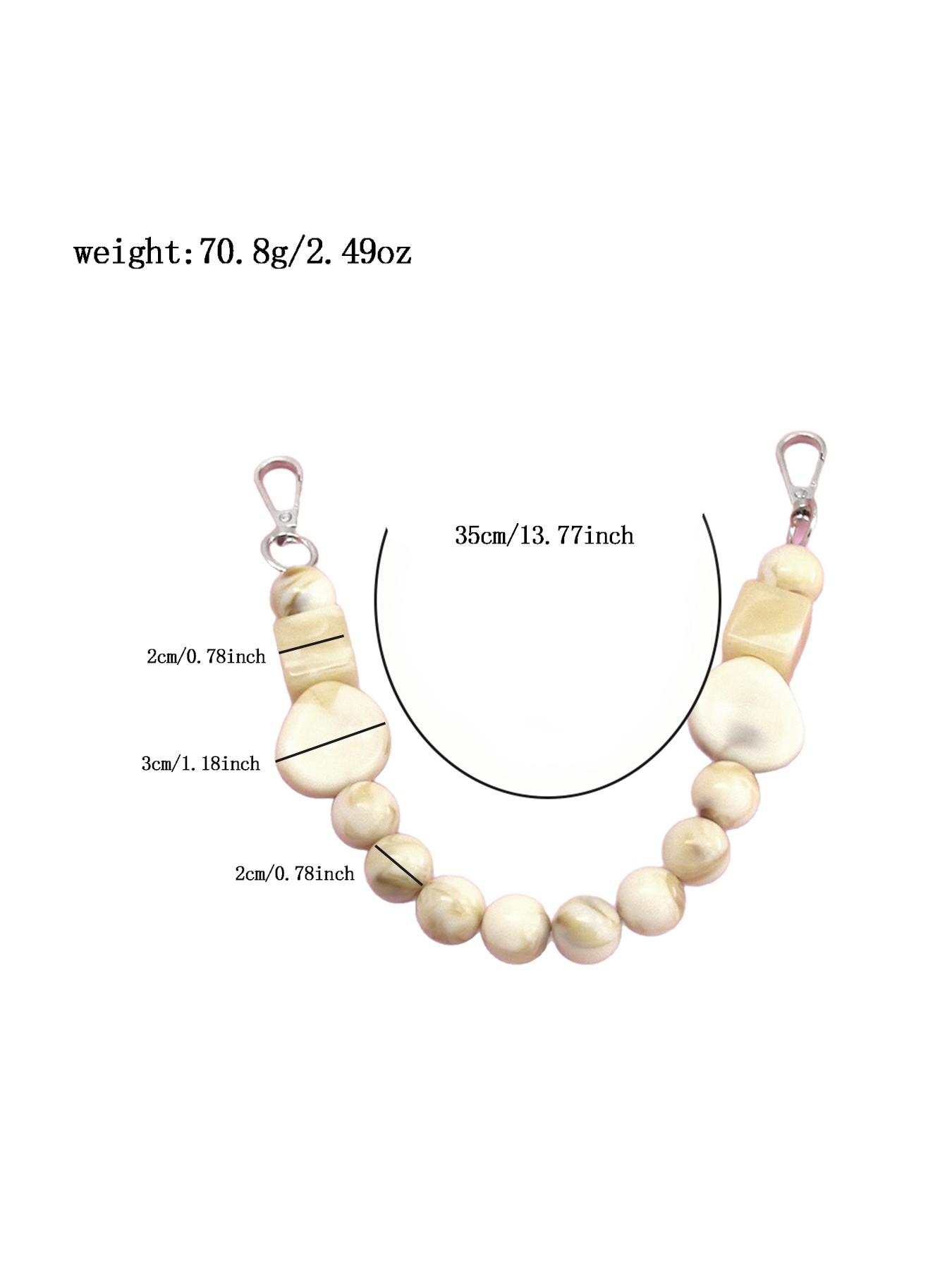 Gentle and fashionable texture bag chain, with irregular shape and round bead bead design, milk white blended color matching, exquisite and practical texture bag hanging, suitable for daily commuting, shopping