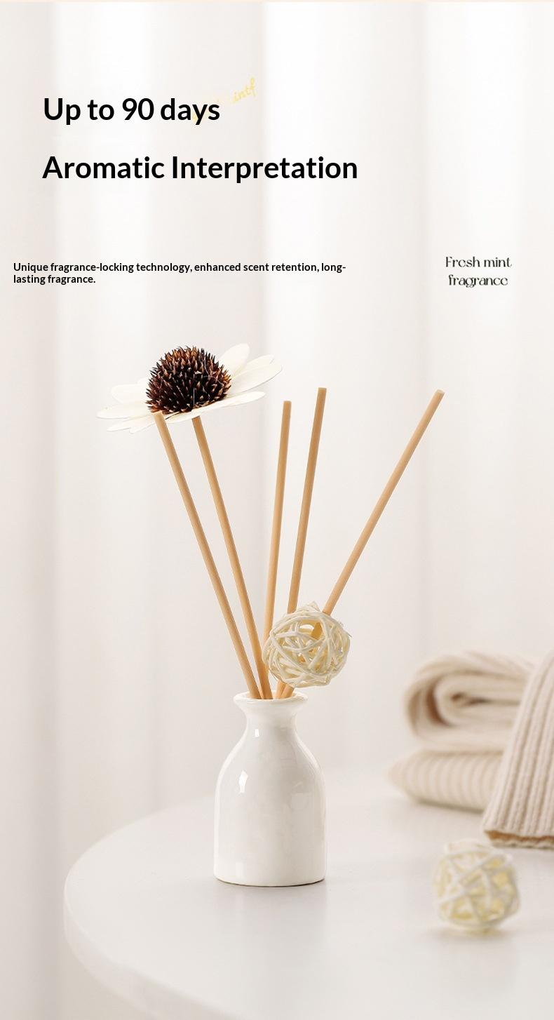 Lavender Flameless Diffuser Set with Rattan Sticks, Ceramic, and Essential Oil Fragrance