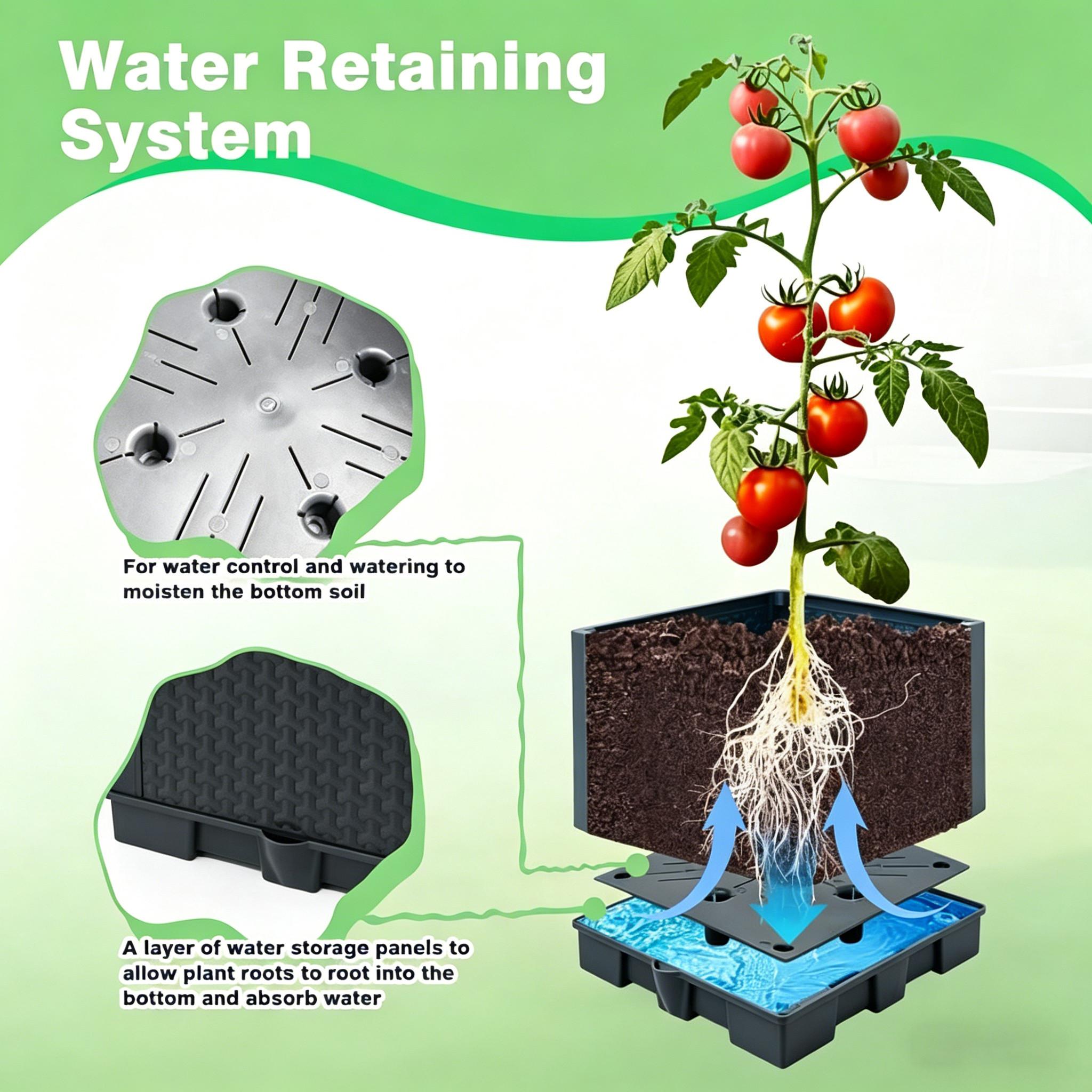 Elevated Garden Bed Planter Box, Self-Watering Tomato Planter, Indoor Climbing Vegetable Plant Pot, Outdoor Tomato Cage