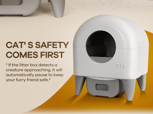 Self-Cleaning Cat Litter Box, 95L, App-Controlled, Safety Sensors, Washable Liner, 2 Rolls Garbage Bags