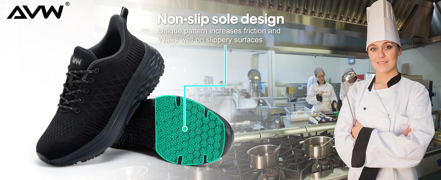 Womens Non Slip Work Shoes Water Resistant Walking Sneakers Food Service Chef Kitchen Shoes