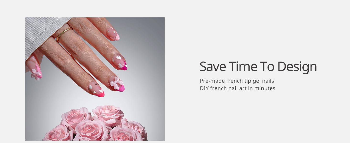 BTArtboxnails XCOATTIPS French Tips - 150pcs Pink Press On Nails Almond or Square,Pink Short Fake Nails, Soak Off Soft Gel Acrylic Nail Extensions