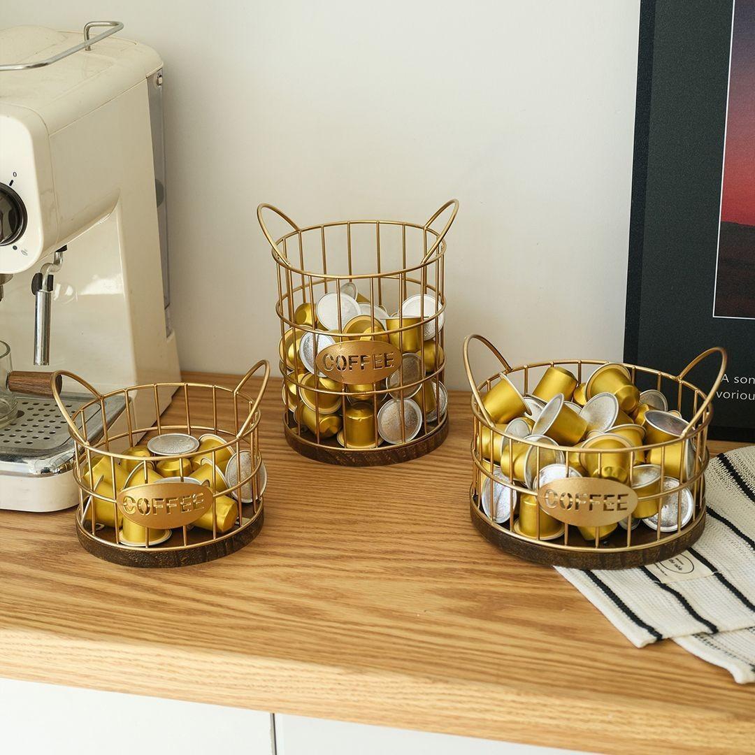 Metal Coffee Capsule Storage Basket, Geometric Design, Snack and Candy Dish, Creative Fruit Bowl, Modern Decorative Plate