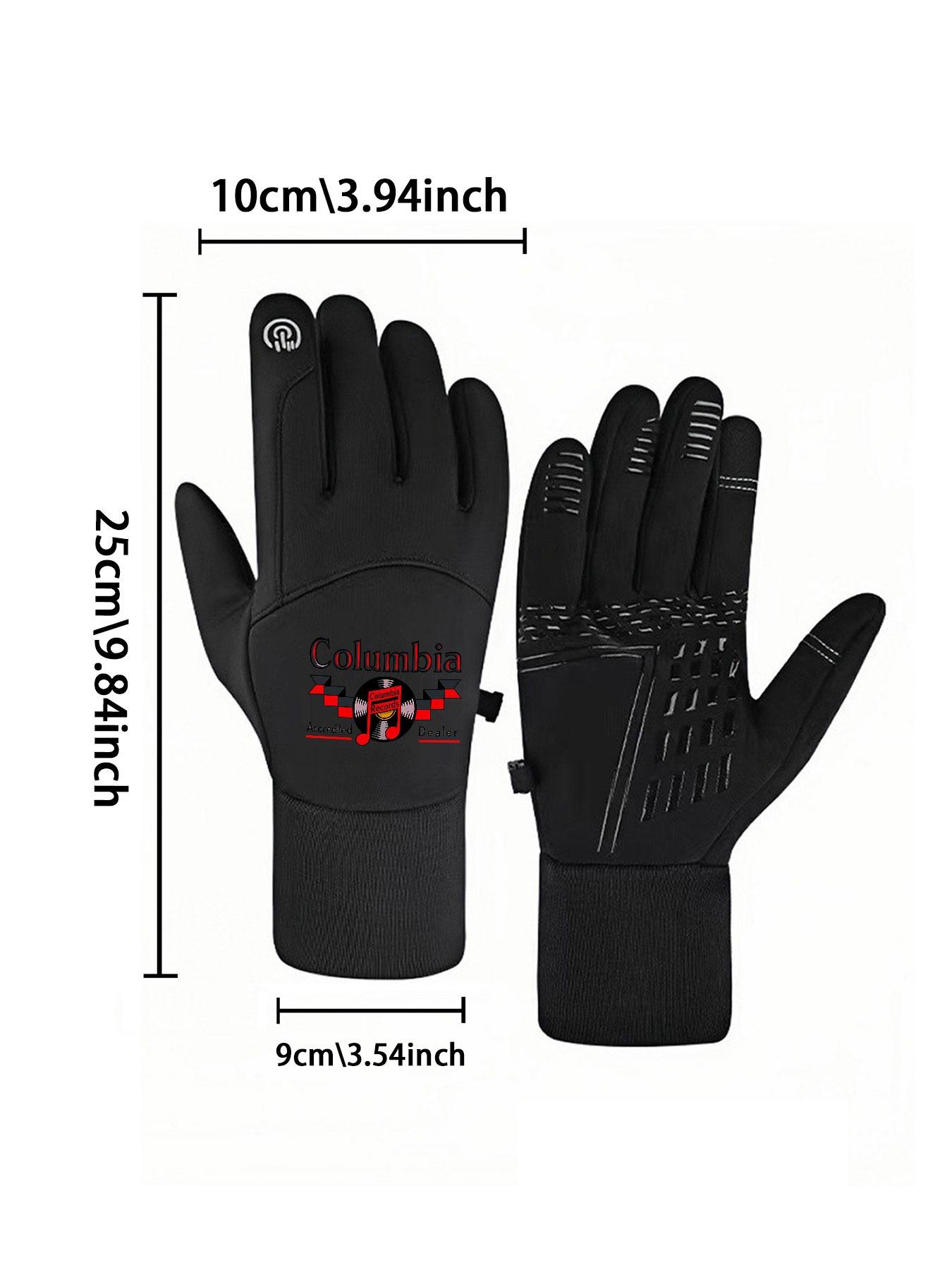 1pc with  Columbia Records VintageIconic Logo Music Fan winter gloves mountaineering gloves Touch Screen cold proof Winter Activities unisex sports gloves Warmest winter gifts Soft