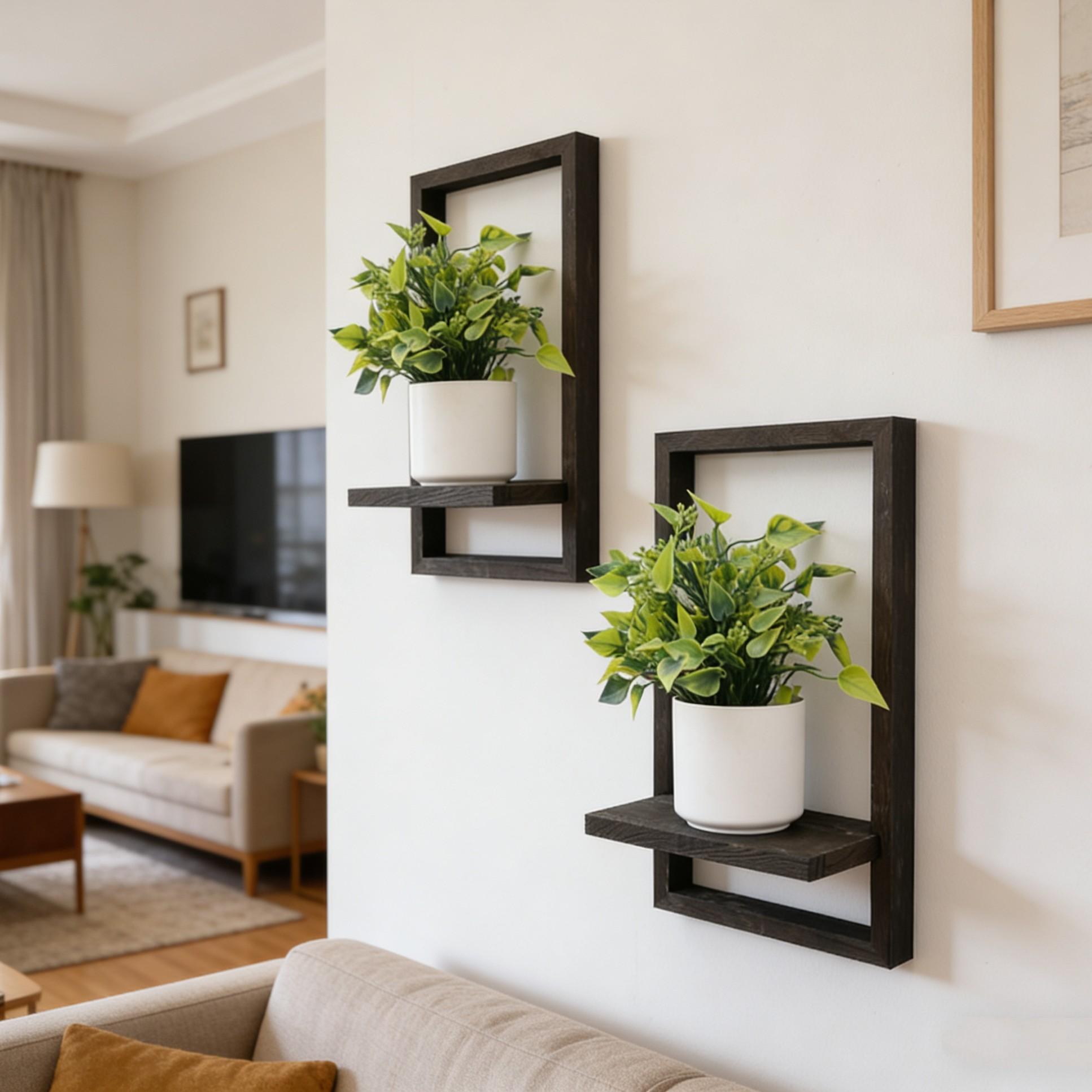 Wall-Mounted Plant Rack, Space-Saving Wood Indoor Plant Shelf, Home Decor, Succulent Display, Herb Showcase, Floating Shelves