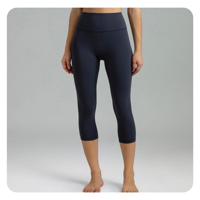 Colorfulkoala Women's No Front Seam Yoga Capri 21" Dreamlux High-Waisted Tummy Control Workout Leggings with Hidden Pocket Petite Length