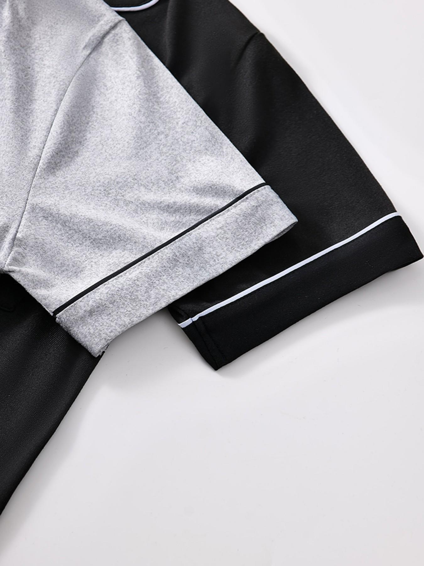 Women's Sleepwear Set Loungewear, Lapel Cardigan & Solid Color Short Sleeve Shorts, Four Seasons Comfortable Home Wear