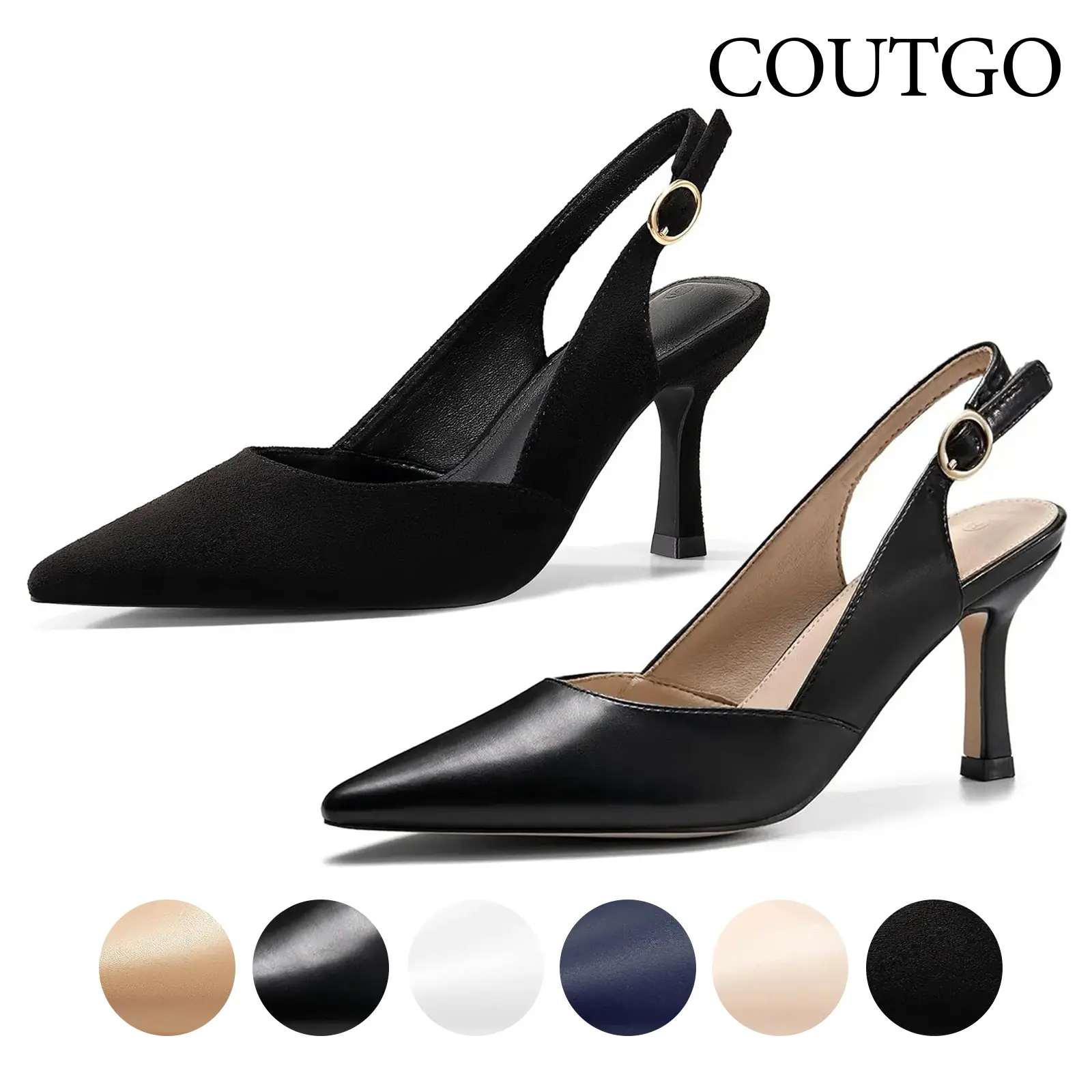 Coutgo Women's Slingback Kitten Heels Closed Pointed Toe Wedding Party Dress Pumps Shoes Business Footwear tiktokshopbacktoschool Coutgo Women's Slingback Kitten Heels Closed Pointed Toe Wedding Party Dress Pumps Shoes Business Footwear tiktokshopbacktoschool
