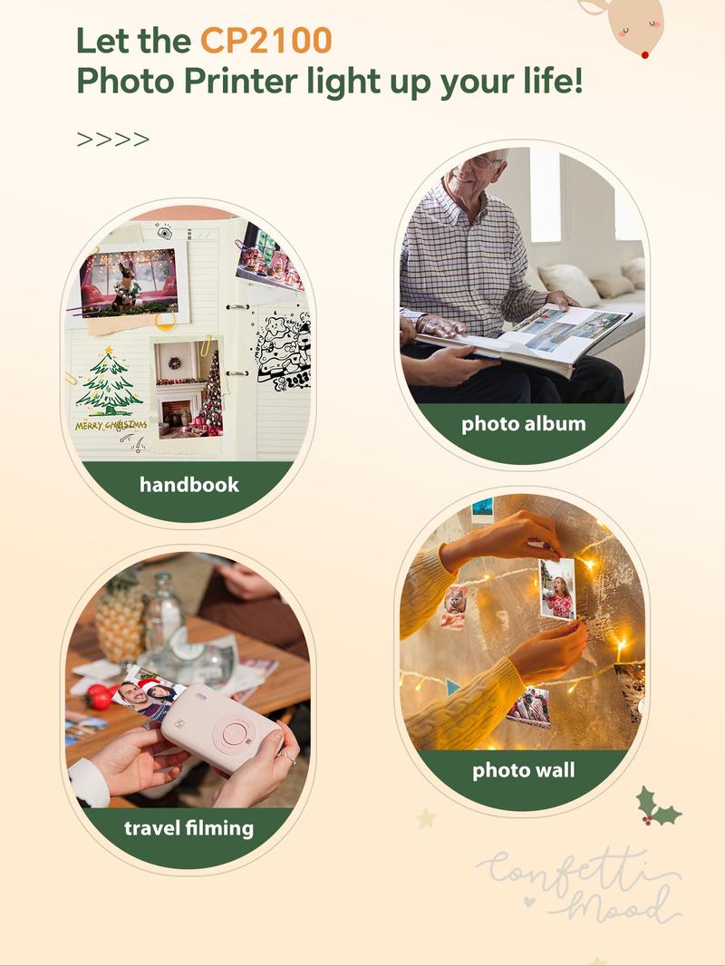 Hanin CP2100 Portable Photo Printer for iPhone & Android - Bluetooth Wireless Instant Printer, 2.1 x 3.4 Inches, Thermal Dye Sublimation for Vibrant, High-Quality Prints