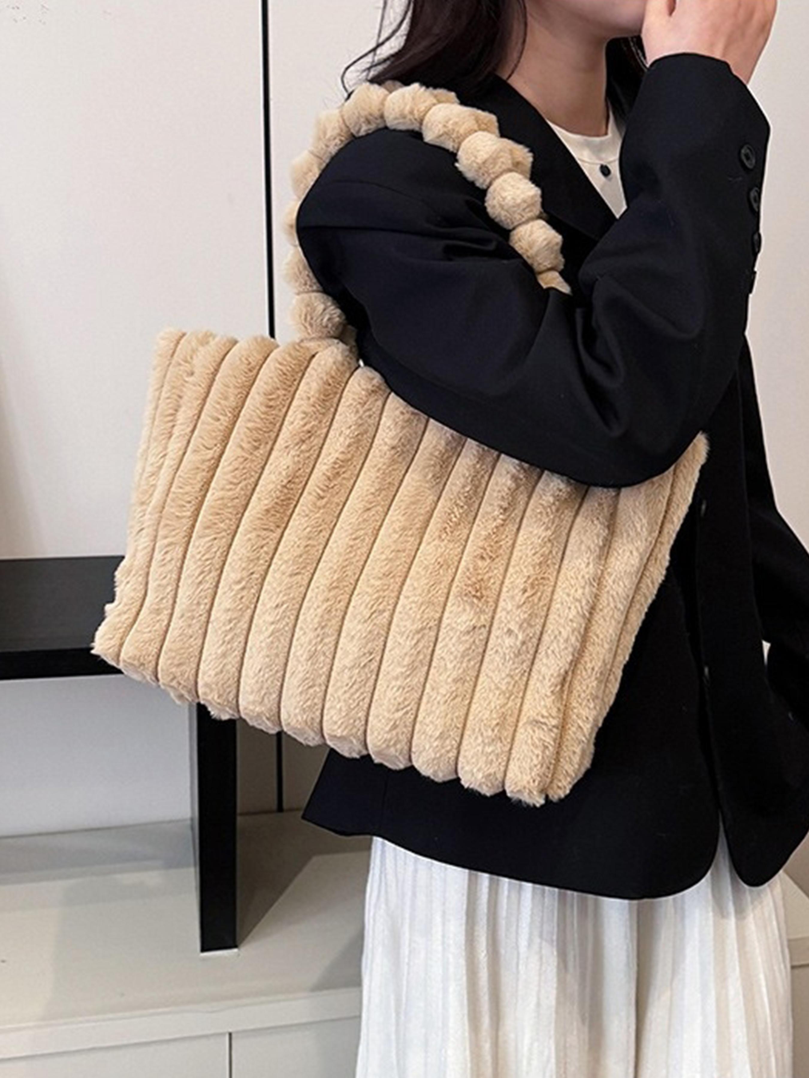 Valentine's Day Large Capacity Plush Tote Bag, Fashion Multi-Purpose Women's Shoulder Bag, Crossbody Tote Bag, Perfect for Winter, Stylish Spacious Handbag