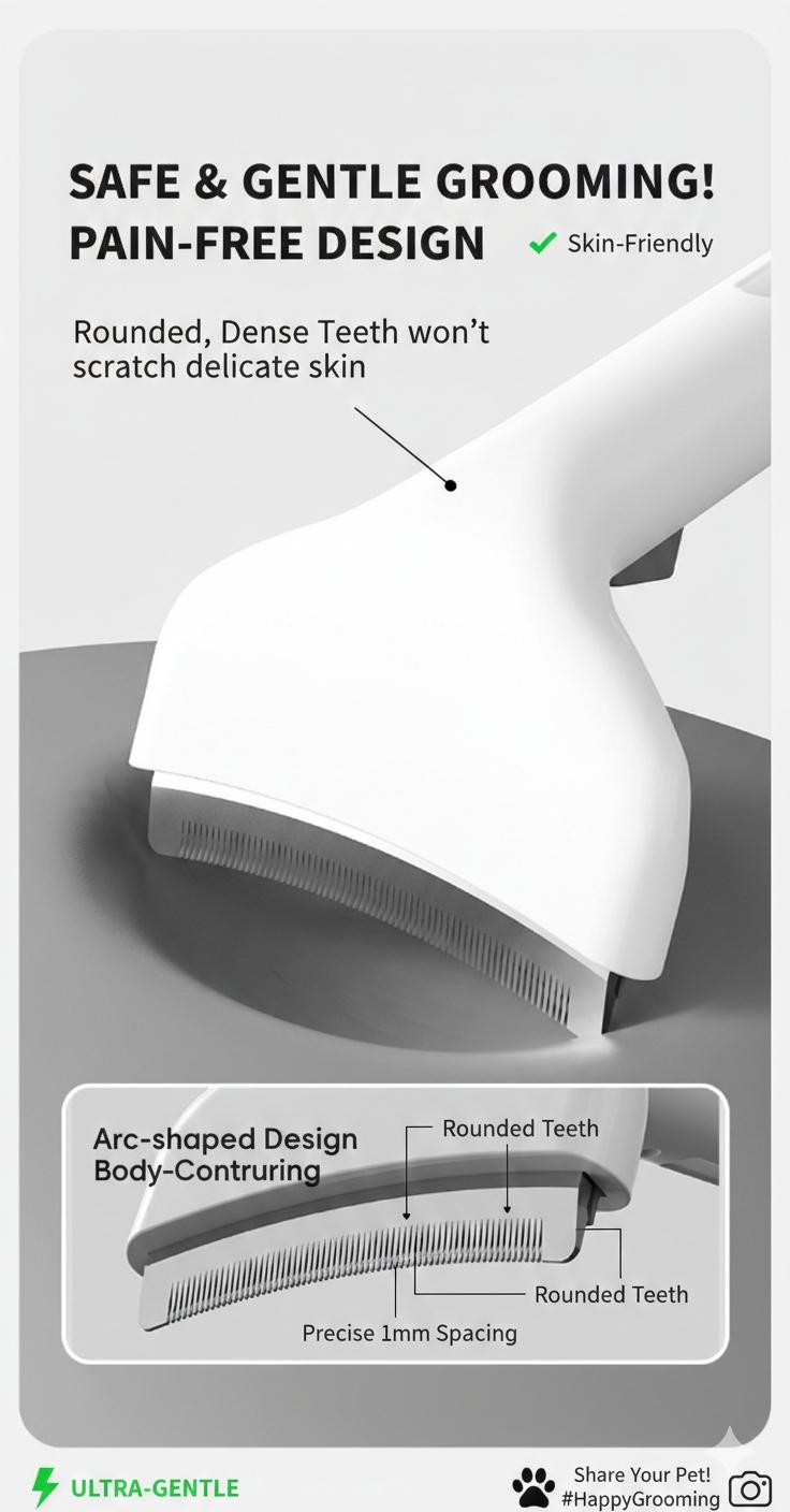 Cat Grooming & Deshedding Tool – One-Click Hair Removal Dematting Comb for Cats Grooming Brush