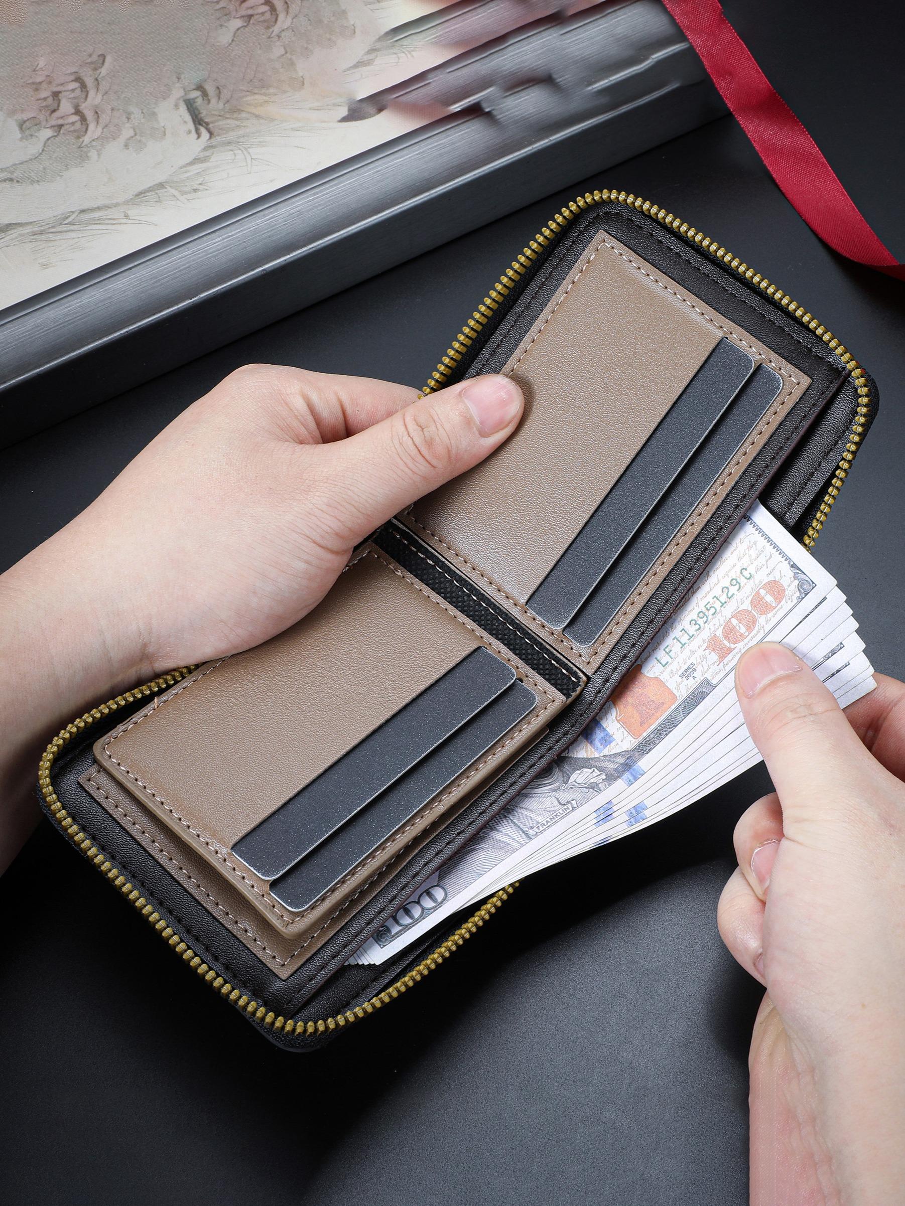 Men's Business Fashion Zipper Short Wallet, Multi Card Slot Card Holder, Multifunctional PU Leather Wallet, Casual Trendy Versatile High-quality Daily Wallet for Men, Credit Card Holder