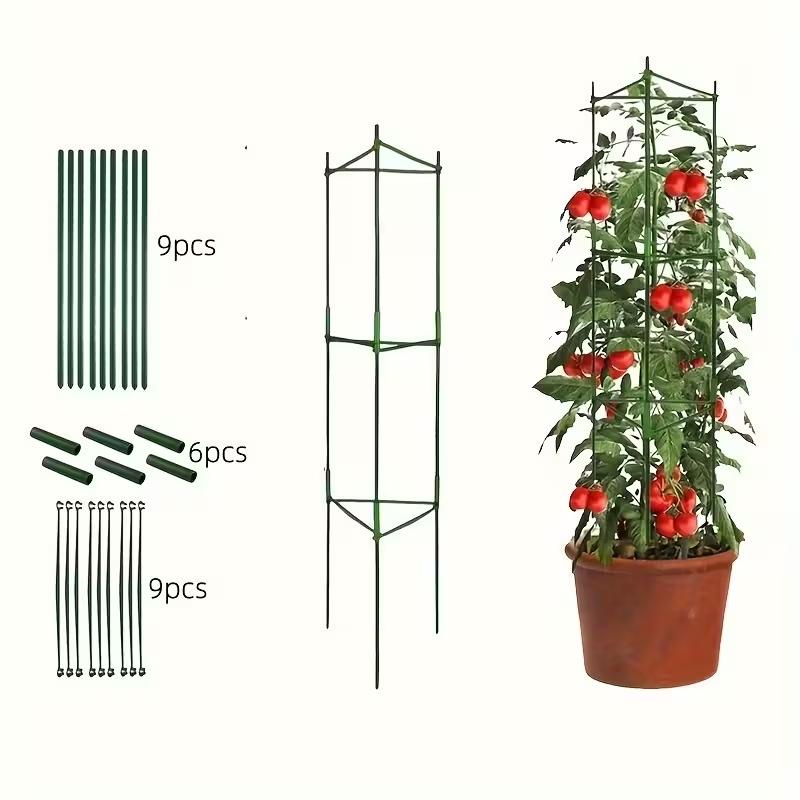 24/33 Piece Multifunctional Plant Support Stand, Garden Obelisk Trellis, Adjustable Height for Climbing Vegetables, Tomatoes, Gardening Plants, Easy Assembly, Reusable