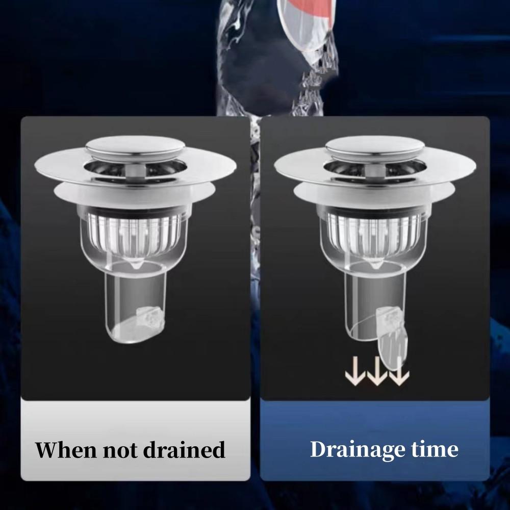 Kitchen Sink Filter Bounce Core, Leak Proof Drain Plug, Anti-Odor, Anti-Clog Press Type Floor Drain Stopper, Easy Solution for Clogs