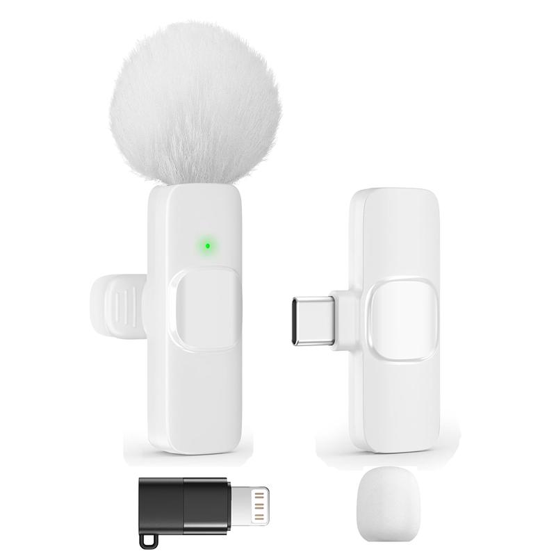Wireless Mini Lavalier Microphone for iPhone, iPad & Android, Intelligent Noise-Cancelling Plug & Play Lapel Mic for Lightning, USB-Rechargeable Microphone for Short-Video Platforms, Video Recording, Vlogs & Live Streaming, USB Rechargeable Mic