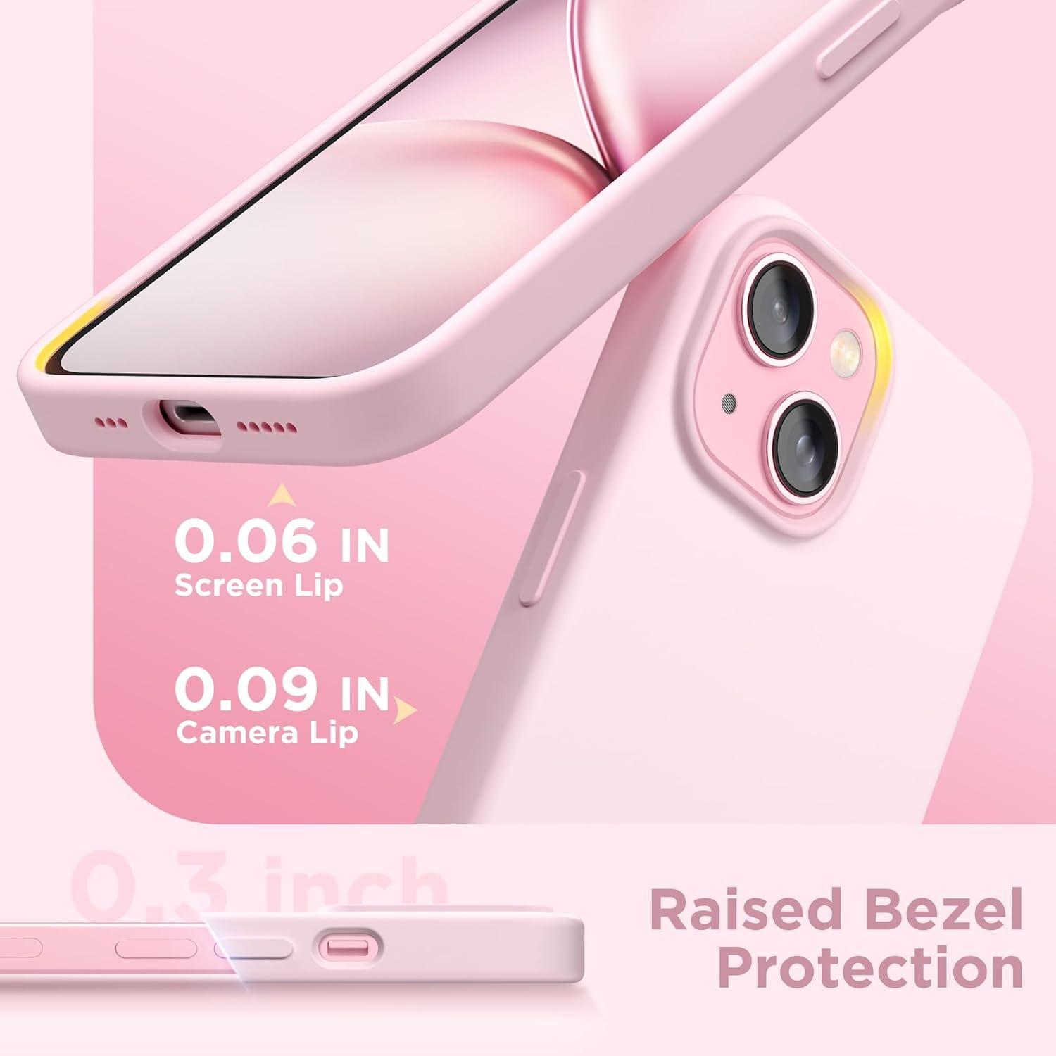 Magnetic Phone Case for iPhone 17/16/15/14/13/12/11, Compatible with MagSafe, Slim Liquid Silicone Shockproof Protective Phone Case with Soft Anti-Scratch Microfiber Lining for iPhone 17/16/15/14/13/12/11 Chalk Pink, Casing