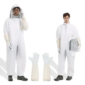 Bee Suit for Men Women Sting Proof, Polycotton Beekeeping Suits Beekeeper Costume&with Glove &Ventilated Hood, Bee Outfit for Backyard and Beekeeping (XL)