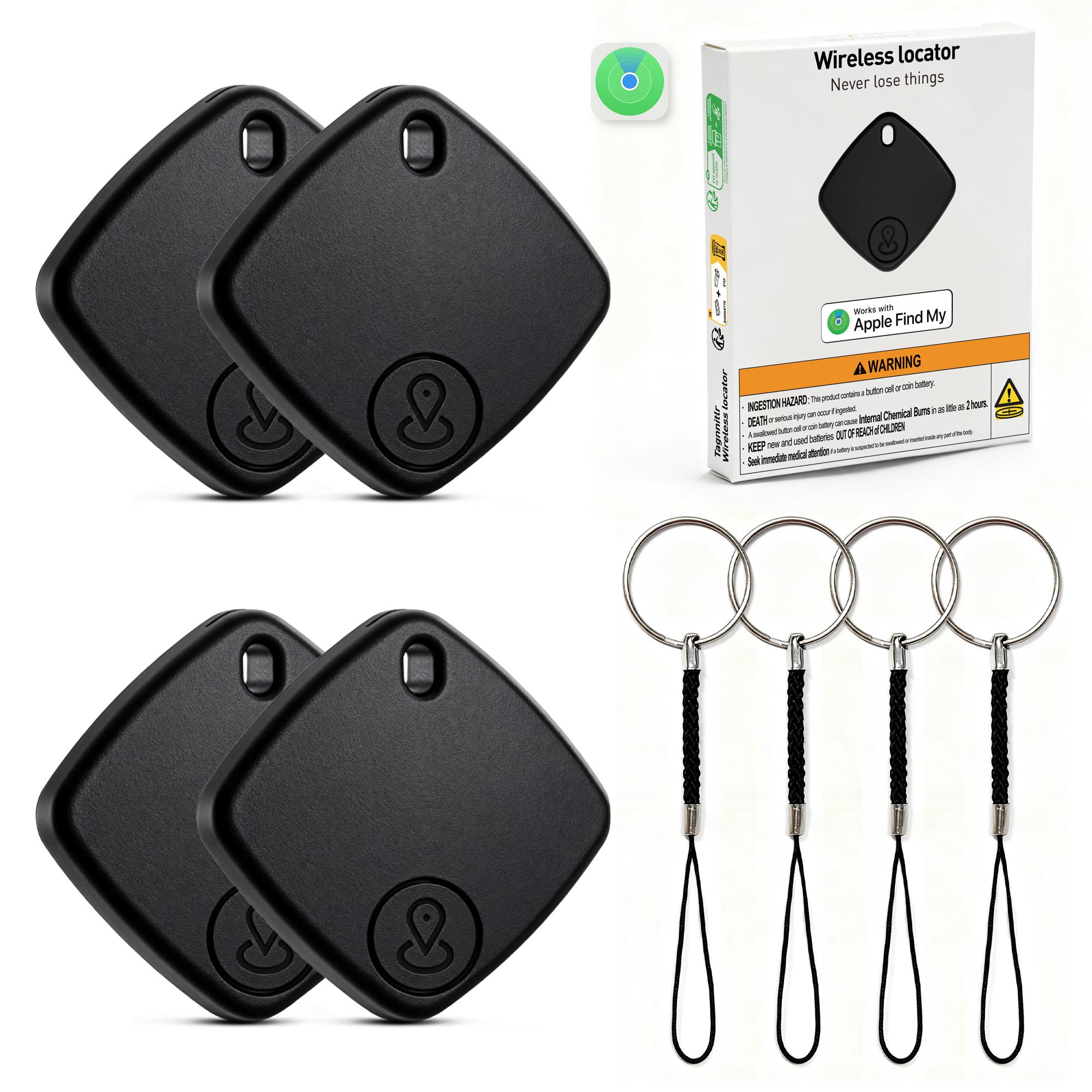 Air Trackers 4-Pack for iOS Find My Only, 1-Year Battery Life, Replaceable Battery, Key Finder, Item Locator Smart Tag for Keys, Bag, Luggage, Bicycle, Wallets and More