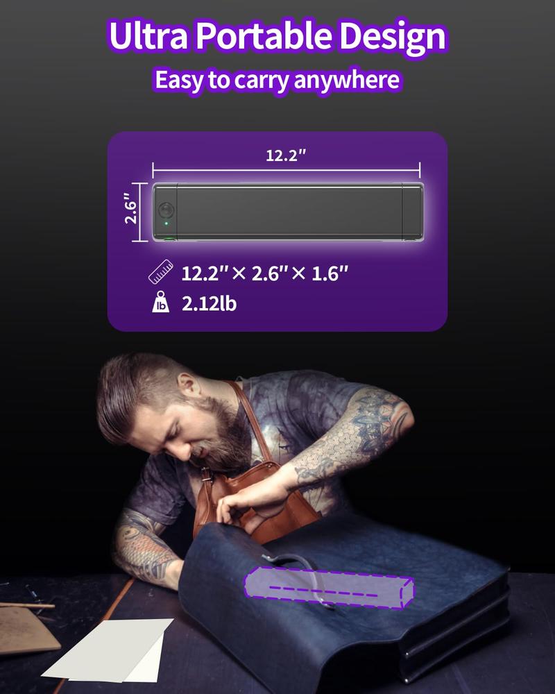 Phomemo M08F Tattoo Printer – Wireless Bluetooth Thermal Printer for Tattoo Artists & Beginners, Compatible with Smartphone, Tablet & PC, Includes 10pcs Transfer Paper, Ideal for On-the-Go Tattoo Transfers