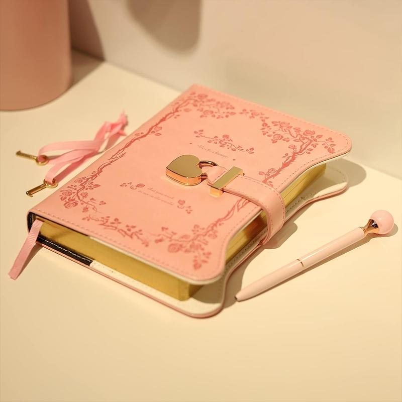 1PC Diary with Lock and Keys for Gift ldeas, 360Gold Edged Pages Jourmal for Women, B6 RefillableNotebook for Writing with Pen and Bookmark, Portable Notebook