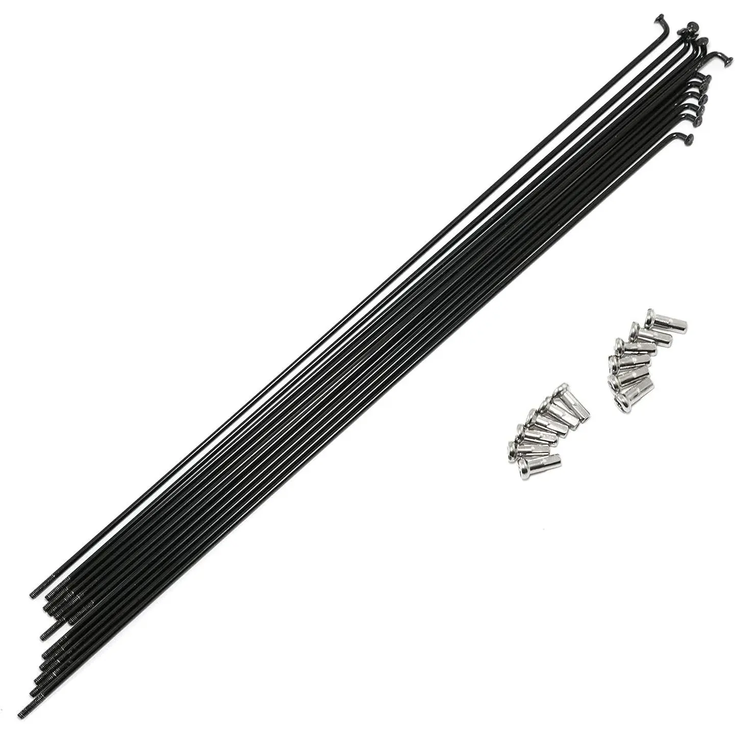 12pcs Black 304 Stainless Steel Spokes and Nipples 260mm 14G Bike Spokes with 12mm Copper Cap for Mountain Road Bike