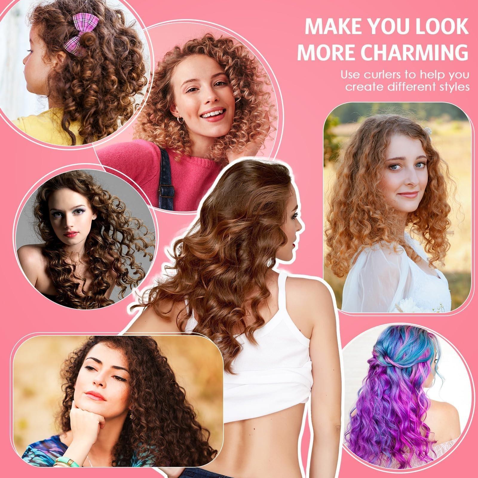 30pcs Flexible Curling Iron Foam Rollers, Soft No-Heat Hair Styling Set, Includes Steel Tail Comb, Ideal for Long & Short Hair Women