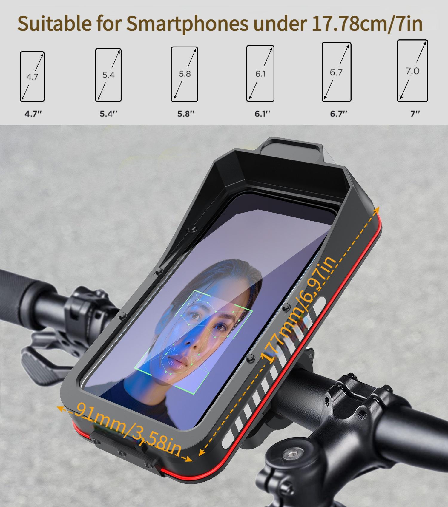 Shock-Absorbing Universal Bike Phone Mount - Rotatable, Waterproof, Anti-Rattle Holder for Cycling & Motorcycling, Fits Electric Scooters & Bicycles, Black with Red Accents, Secure & Easy Access to Your Phone, Secure Phone Mount | Sleek Phone Holder
