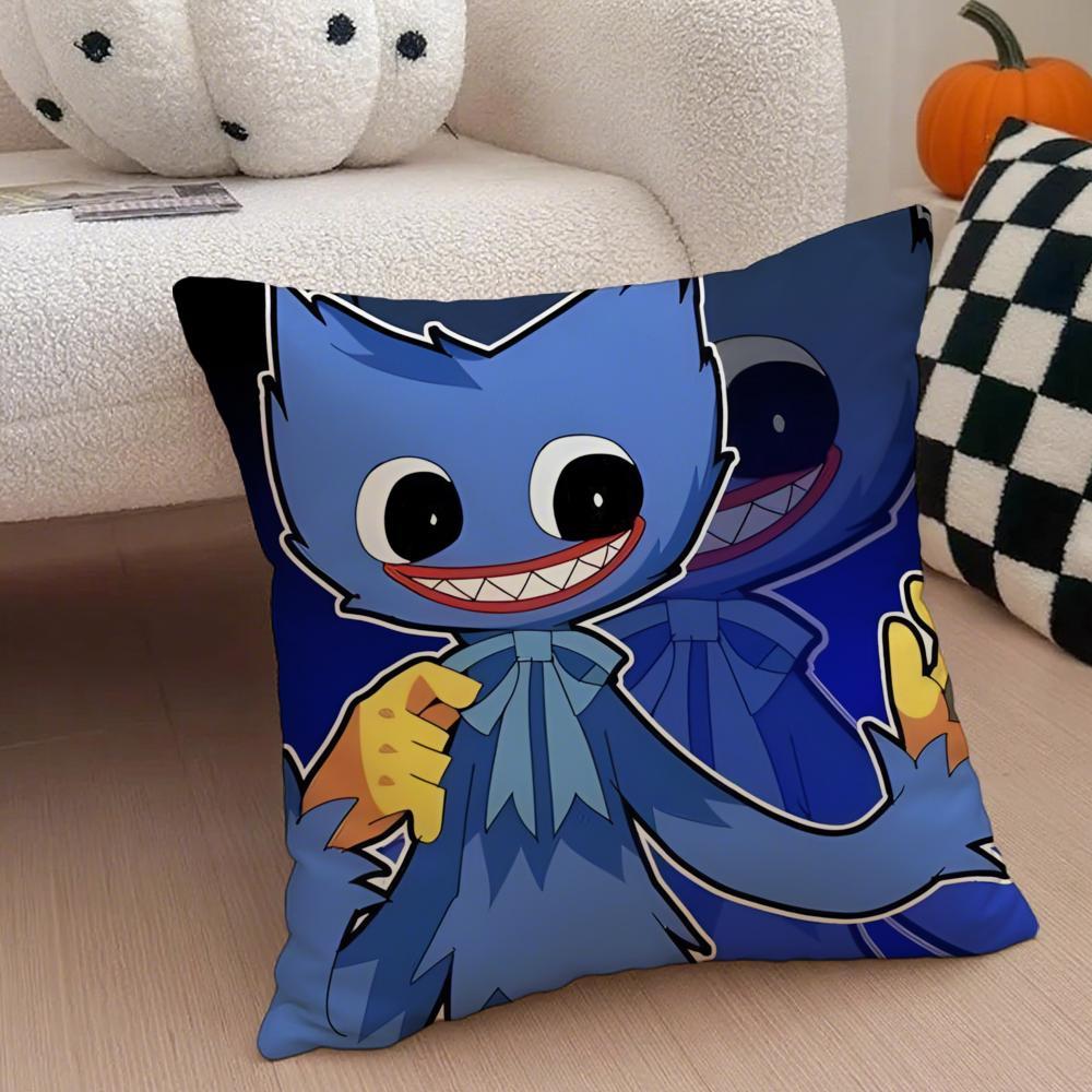 Hot Classic Horror Eerie American Video Game P-Poppy Playtime Pillow Case Anti-dustmite Pillowcase  Sofa Cushion Cover with Invisible Zipper Silky Short Plush Polyester Microfiber Fabric White Available in Standard Queen King Sizes for Home Bed Use