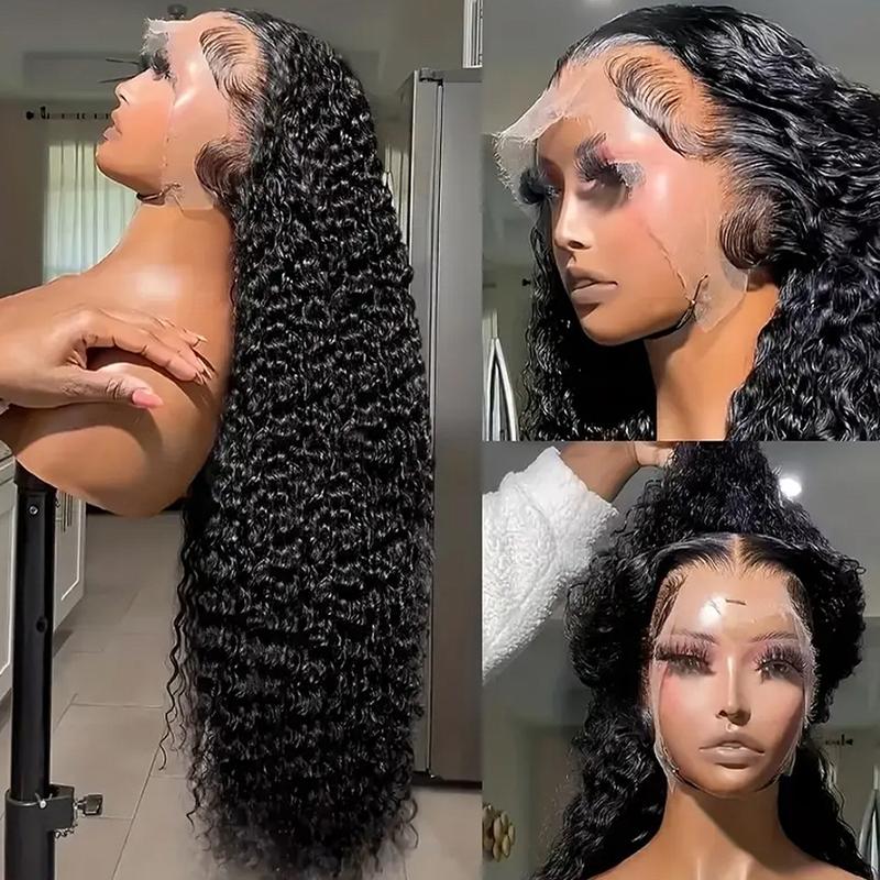 30 34 Inch Deep Wave 13x6 HD Lace Frontal Wig Human Hair PrePlucked Brazilian Remy Hair Transparent Lace Front Wigs Deep Curly Human Hair Wigs For Women